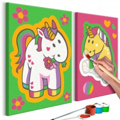 Set pictura pe numere  Unicorns (Green & Pink)