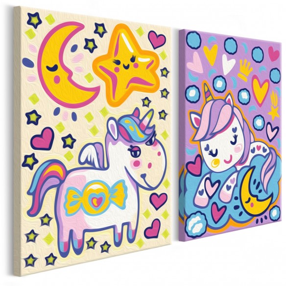 Set pictura pe numere  Unicorns (Good Morning & Good Night)