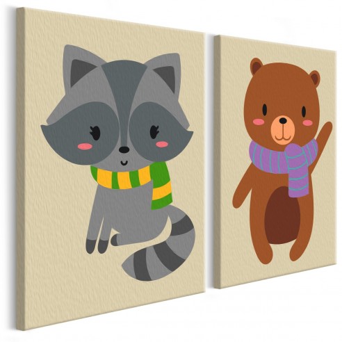 Set pictura pe numere  Raccoon & Bear