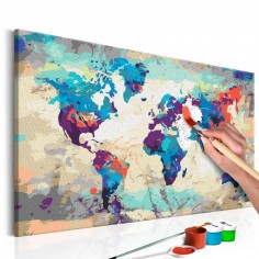 Set pictura pe numere  World Map (Blue & Red)