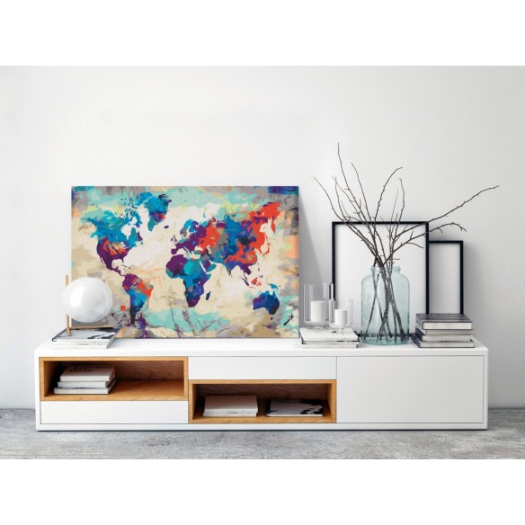 Set pictura pe numere  World Map (Blue & Red)