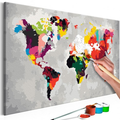 Set pictura pe numere  World Map (Bright Colours)