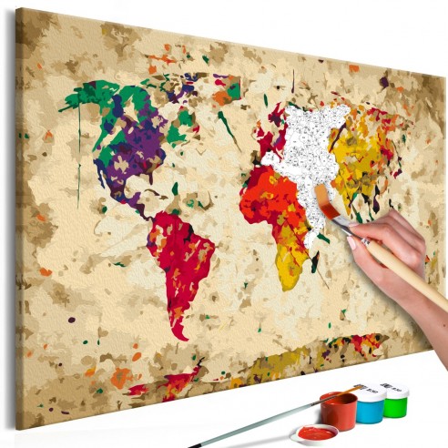 Set pictura pe numere  World Map (Colour Splashes)