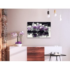 Set pictura pe numere  Purple Orchid (Black Background & Reflection In The Water) 2