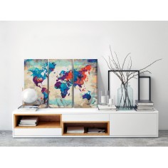 Set pictura pe numere  World Map (Blue & Red) 3 Parts 2
