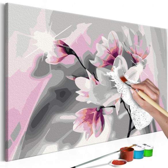 Set pictura pe numere  Magnolia (Grey Background)