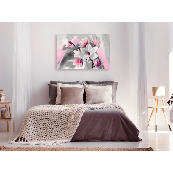 Set pictura pe numere  Magnolia (Grey Background)