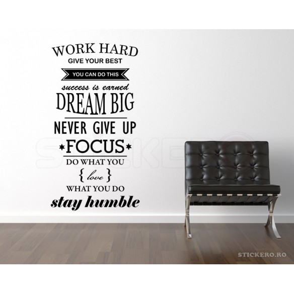 Work Hard - sticker mesaj motivational