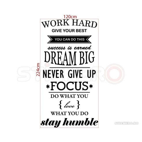 Work Hard - sticker mesaj motivational