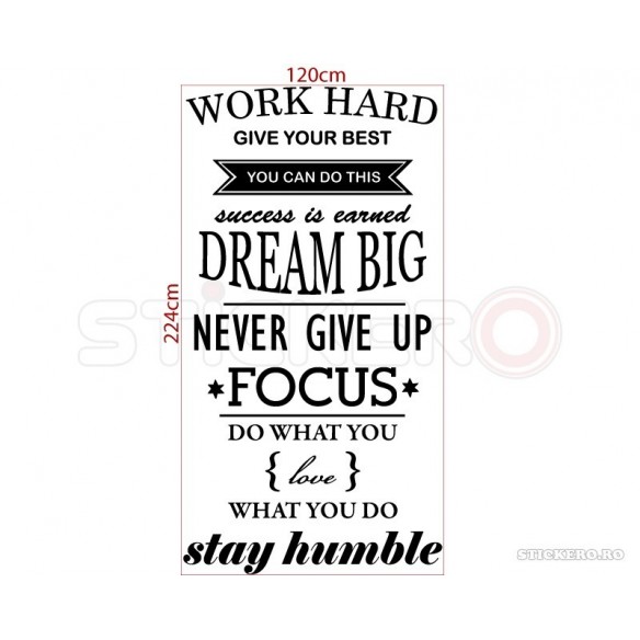 Work Hard - sticker mesaj motivational