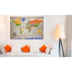 Tablou din plută  World Map Retro Style [Cork Map] 2