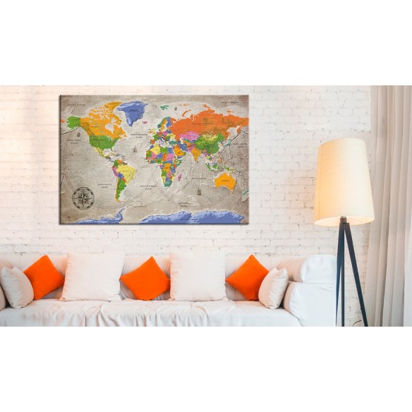 Tablou din plută  World Map Retro Style [Cork Map]