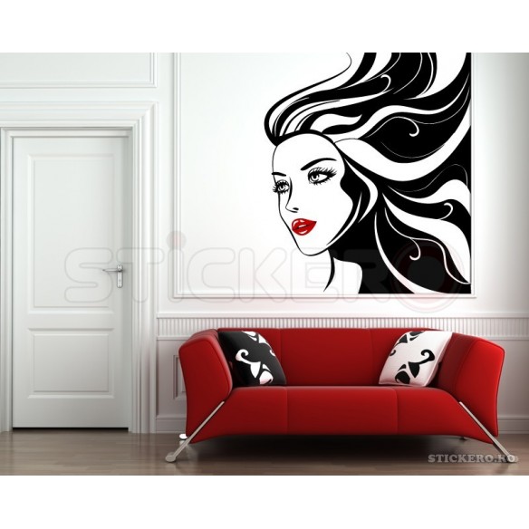 Beautiful girl face - sticker decorativ de perete