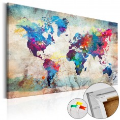Tablou din plută  World Map Colourful Madness [Cork Map]
