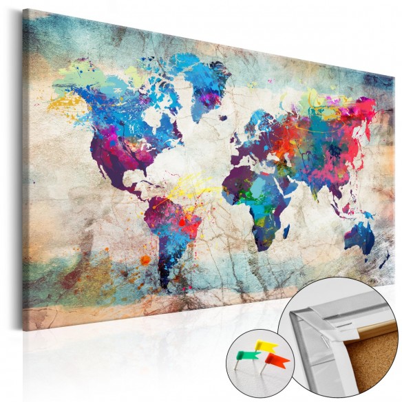 Tablou din plută  World Map Colourful Madness [Cork Map]