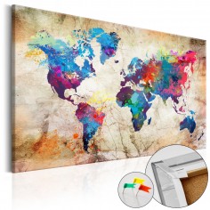 Tablou din plută  World Map Urban Style  [Cork Map]