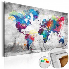 Tablou din plută  World Map Grey Style [Cork Map]