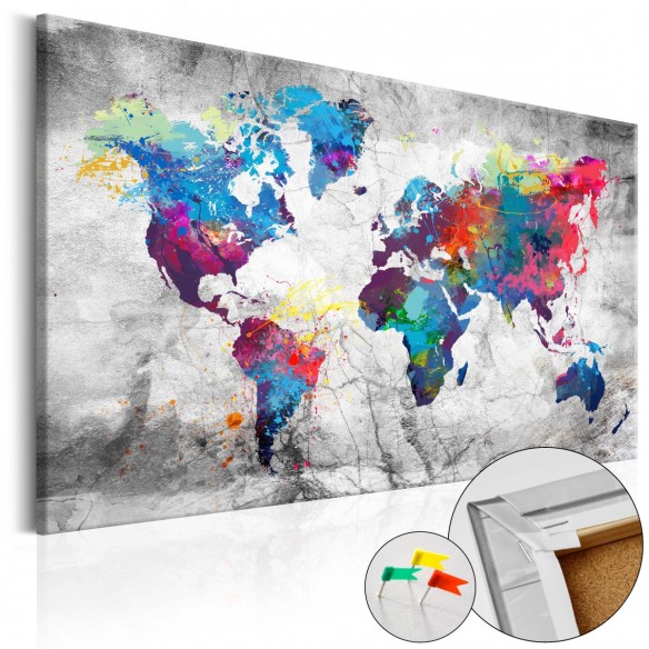 Tablou din plută  World Map Grey Style [Cork Map]