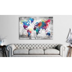 Tablou din plută  World Map Grey Style [Cork Map] 2