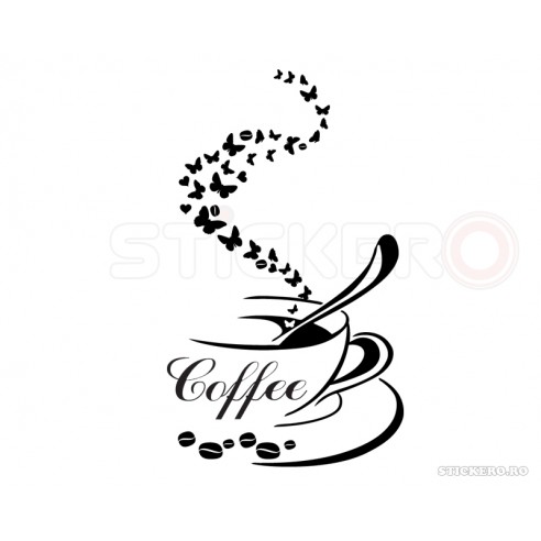 Sticker pentru bucatarie Cescuta de cafea cu...