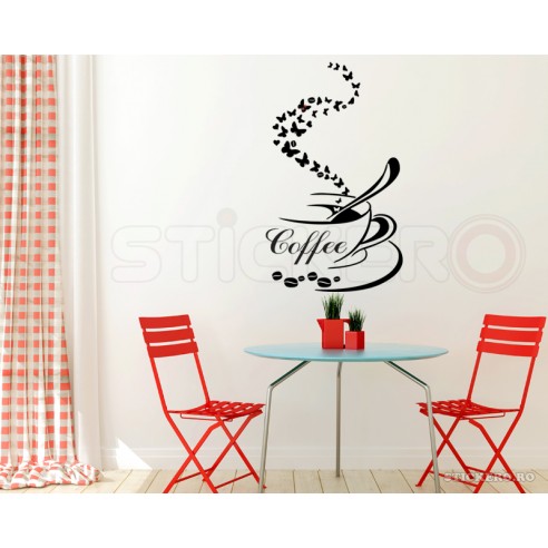 Sticker pentru bucatarie Cescuta de cafea cu...