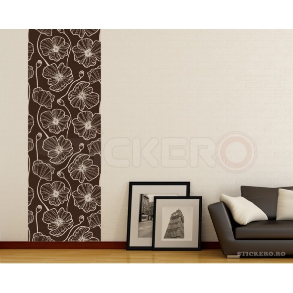 Coloana florala cu maci - sticker decorativ de perete