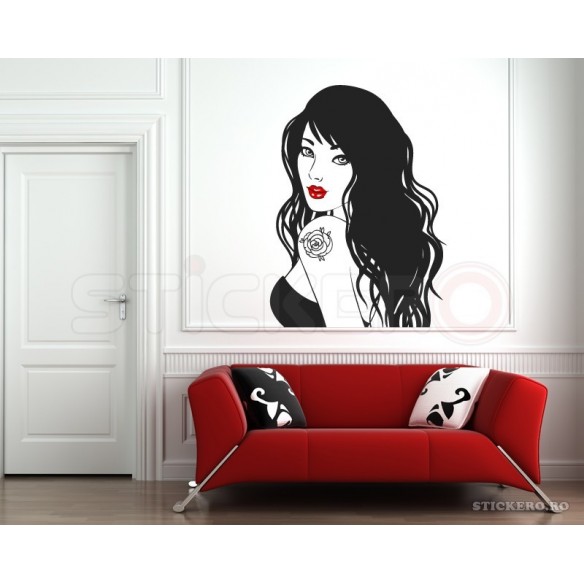 Handsome girl face - sticker decorativ de perete