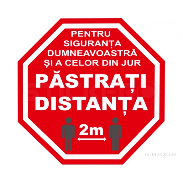 Stickere de protectie covid-19 - Pentru siguranta pastrati distanta - set 6 stickere de podea