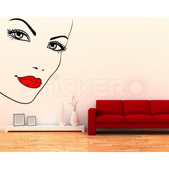 Beautiful girl face - chip de fata - sticker decorativ