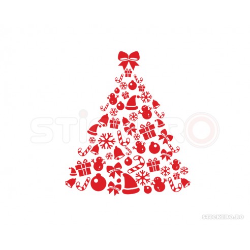 Sticker Brad de Craciun cu cadouri