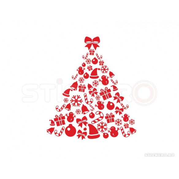 Sticker Brad de Craciun cu cadouri