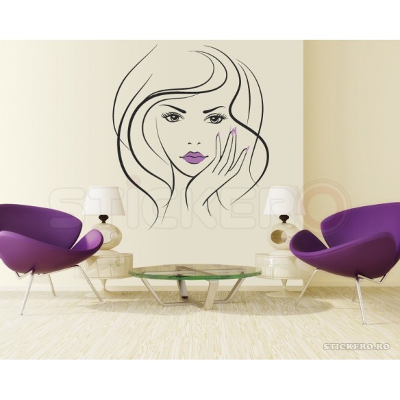Beautiful girl face - sticker decorativ