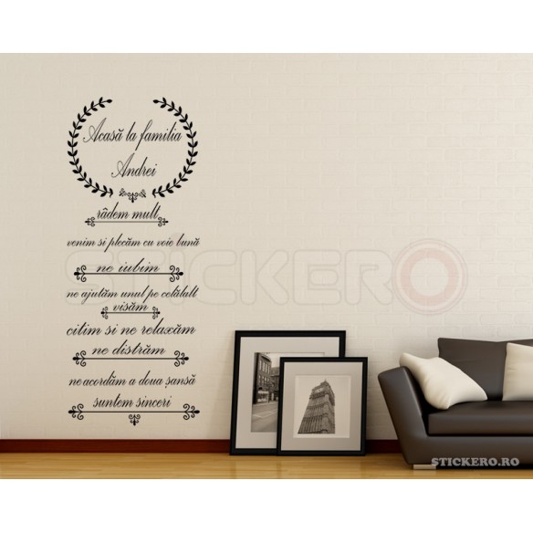 Sticker decorativ mesaj-  Acasa la noi