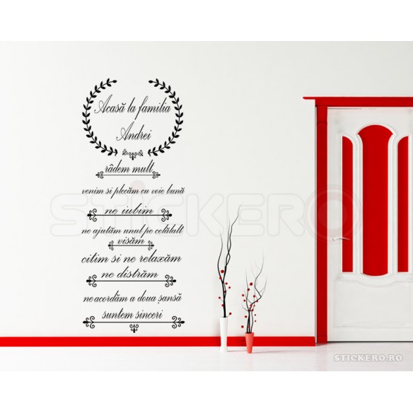 Sticker decorativ mesaj-  Acasa la noi