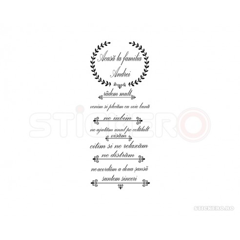 Sticker decorativ mesaj-  Acasa la noi
