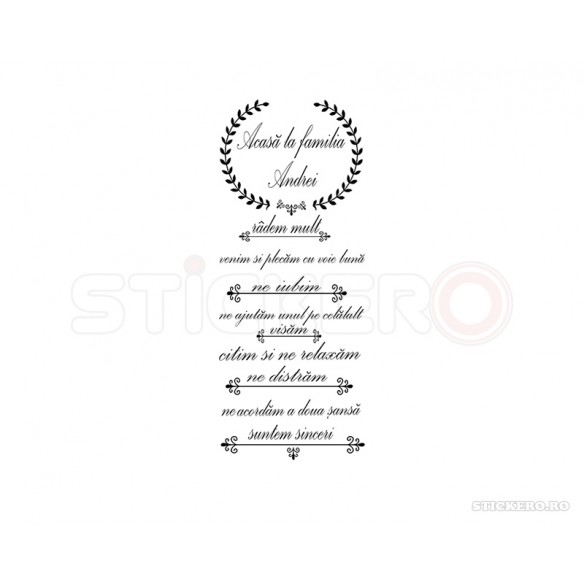 Sticker decorativ mesaj-  Acasa la noi