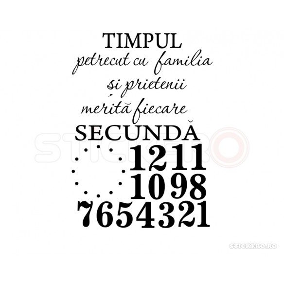 Timpul petrecut cu prietenii si familia- Sticker  cu ceas de perete