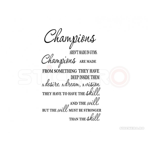 Sticker decorativ pentru sportivi- Champions, 100cm x 154 cm