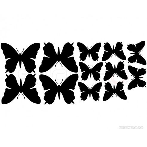 Ceas cu fluturi si mecanism- Sticker decorativ,...