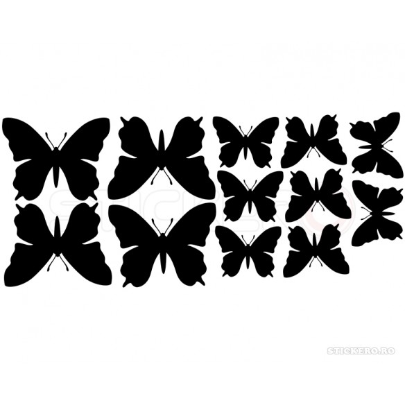 Ceas cu fluturi si mecanism- Sticker decorativ, 90cmx90 cm
