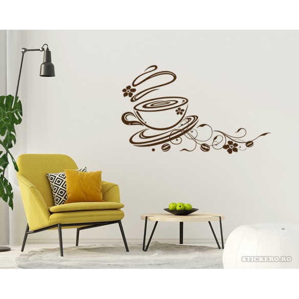 Sticker pentru bucatarie -Ceasca florala