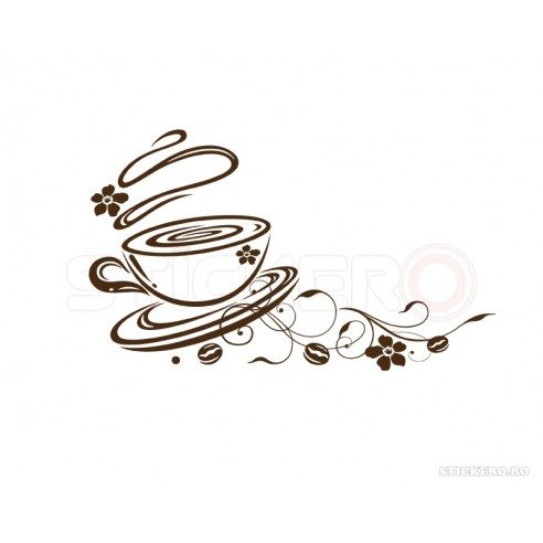 Sticker pentru bucatarie -Ceasca florala