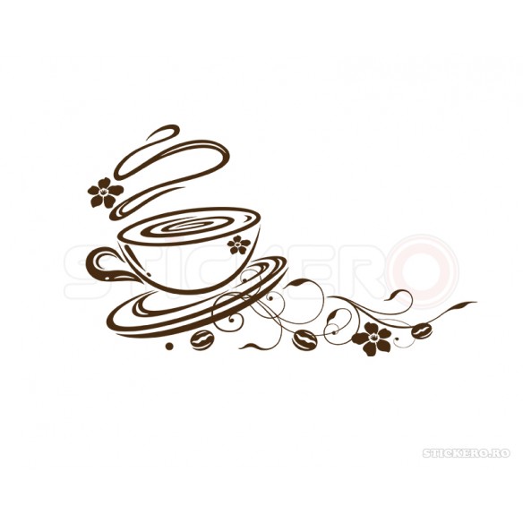 Sticker pentru bucatarie -Ceasca florala