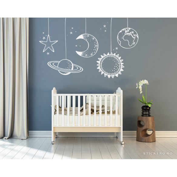 Sticker pentru camera copilului- Good Night /Planete