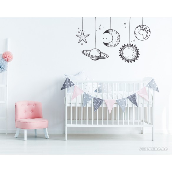 Sticker pentru camera copilului- Good Night /Planete