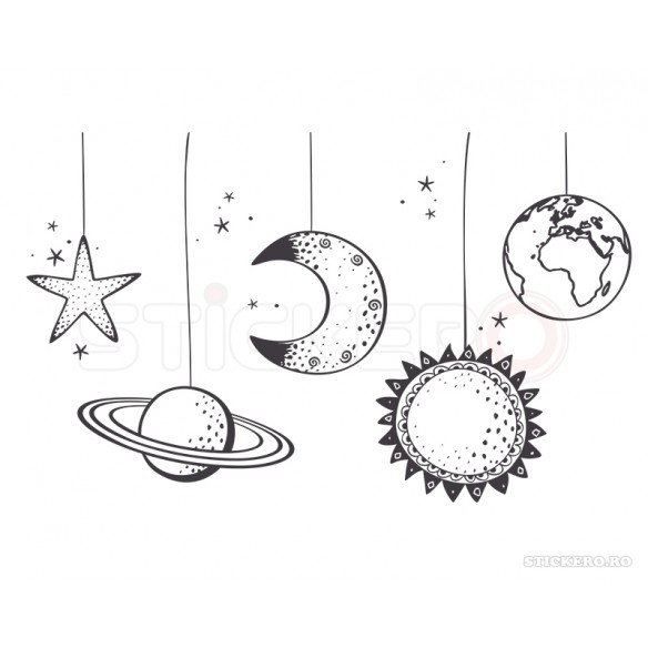 Sticker pentru camera copilului- Good Night /Planete