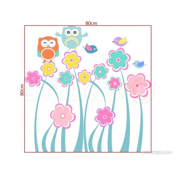 Floricele vesele si viu colorate - Sticker perete camera copii