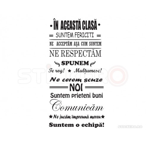 Sticker pentru scoli- In acesta clasa, 120x62 cm