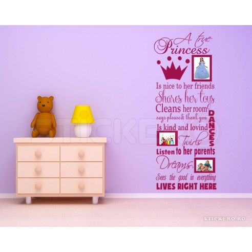 Sticker cu mesaj pentru camera Printesei tale, 150 x 55cm