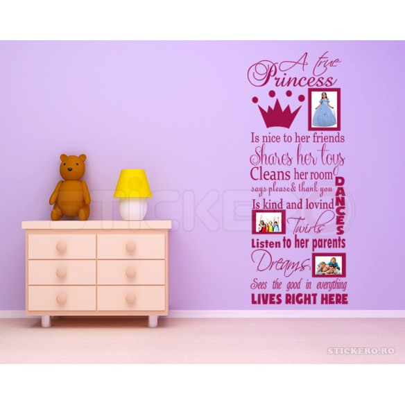 Sticker cu mesaj pentru camera Printesei tale, 150 x 55cm